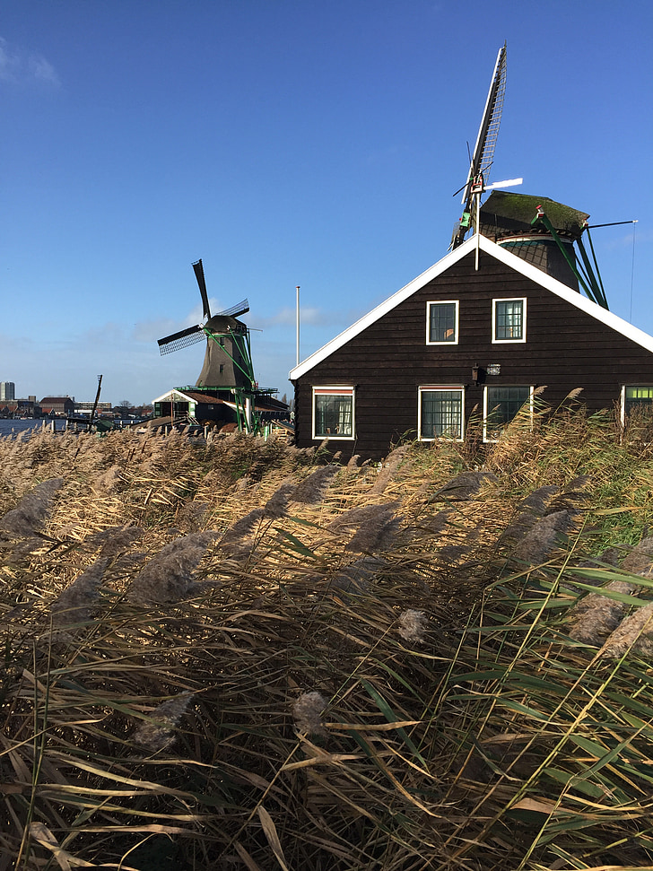 Холандия, въртележка, вятърна мелница, Холандия, windräder, холандска вятърна мелница, пейзаж