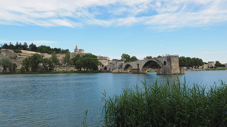 Pont saint bénézet, Avignonský most, Rhône, Avignon, Zřícenina, obloukový most, památkové