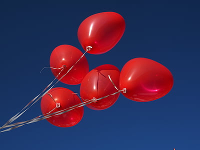 ballonger, hjärtat, Kärlek, Romance, romantiska, relation, röd