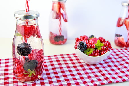 berries, beverages, blackberries, drink, drinking glass, food, fruits