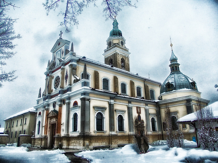 Slovēnija, baznīca, ticības, reliģija, debesis, mākoņi, arhitektūra