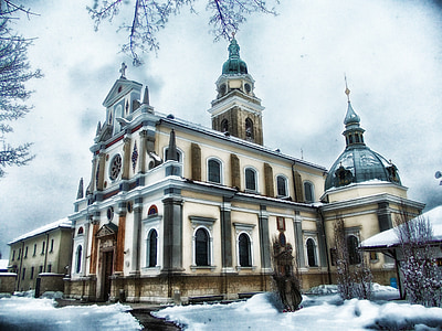Eslovênia, Igreja, fé, religião, céu, nuvens, arquitetura