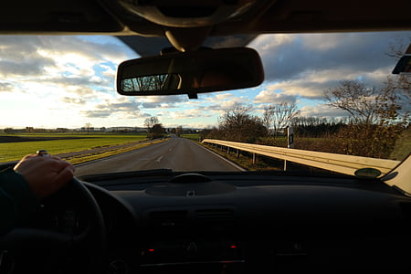 път, изход, карам, предното стъкло, пътуване, обиколка, повече