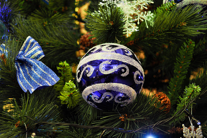 juletræ, dekoration, træ, Xmas, vinter, grøn, ornament