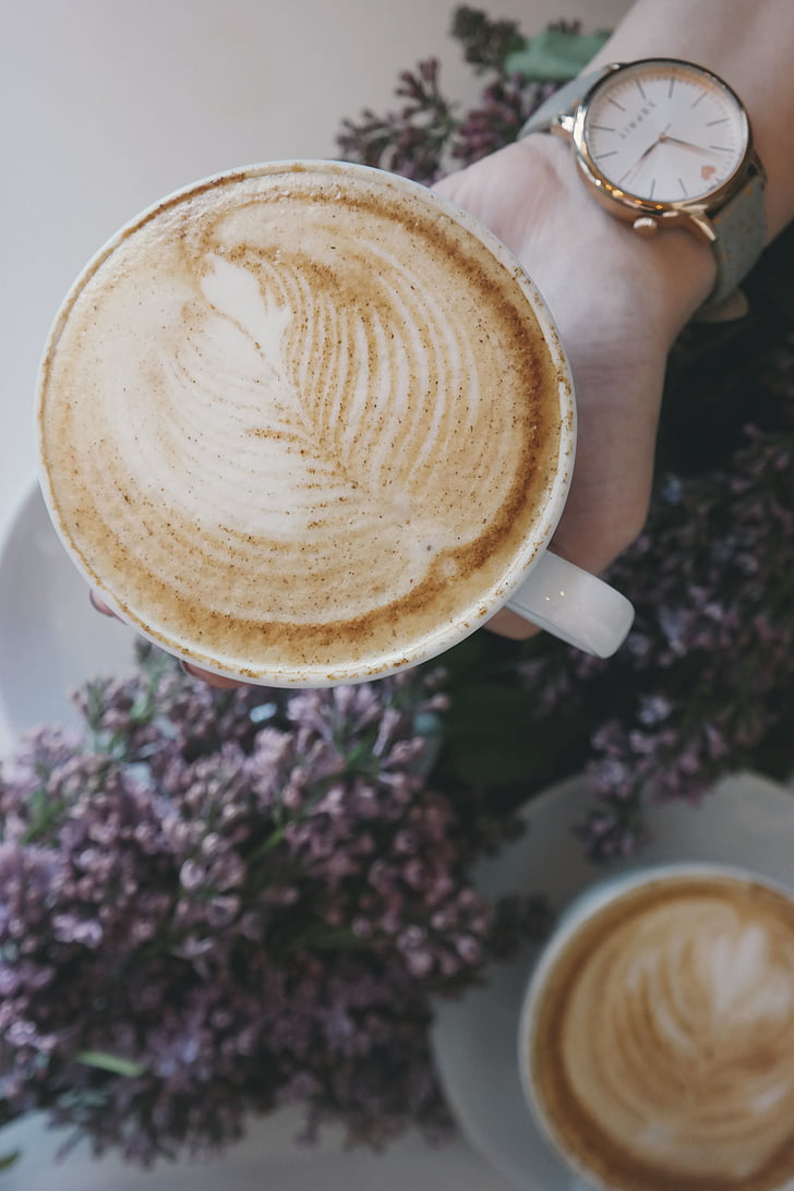 kopi, kafein, panas, mug, Piala, putih, tangan