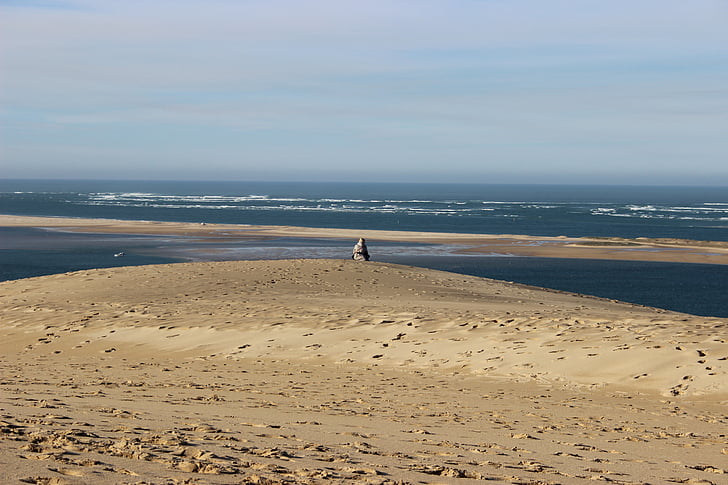 Dune du pyla, Aquitaine, zand, Duin ridge, zee, Oceaan, landschap