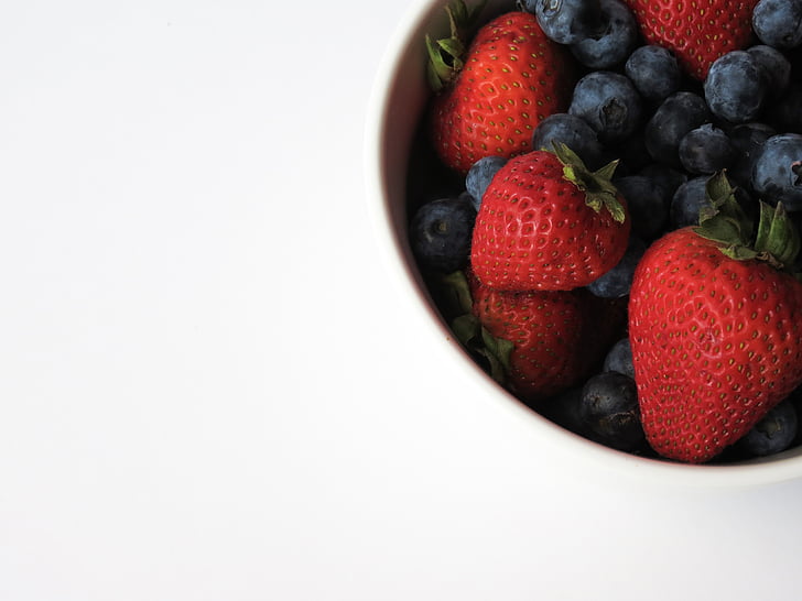 fruta, tazón de fuente de, rojo, azul, saludable, alimentos, fresco