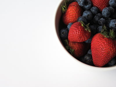 fruit, fruit bowl, red, blue, healthy, food, fresh