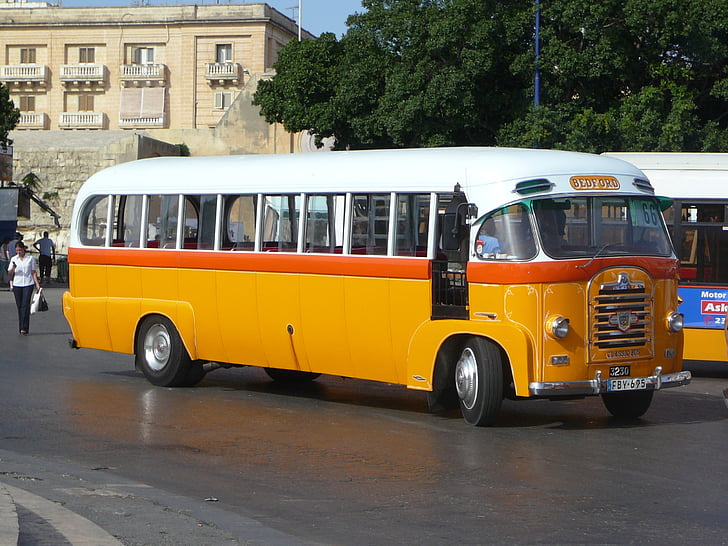 autobuz, galben, Vintage, transport, vehicul, turism, publice