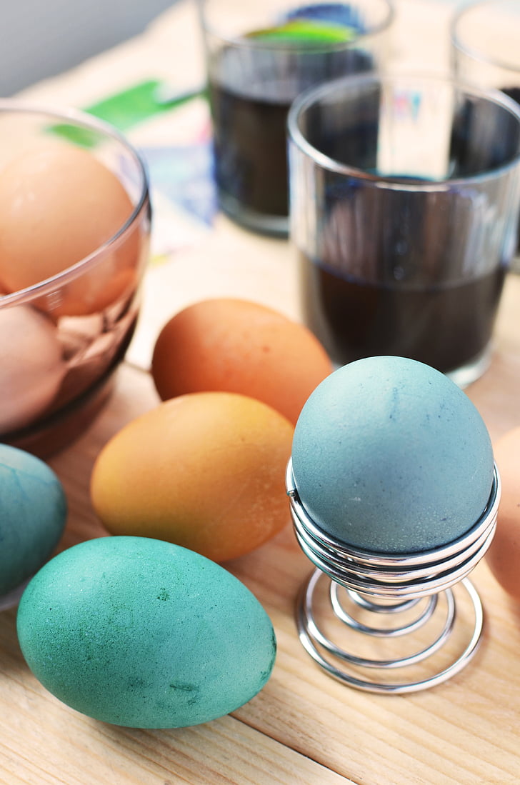 Brokastis, Lieldienas, olas, dzīvnieku izcelsmes olu, pārtika, daudzkombināciju krāsainu, kultūras