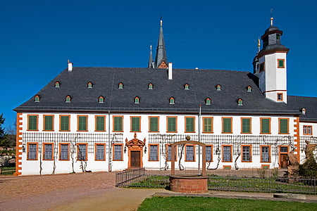 Seligenstadt, Hessen, Tyskland, klosteret, gamlebyen, tro, religion