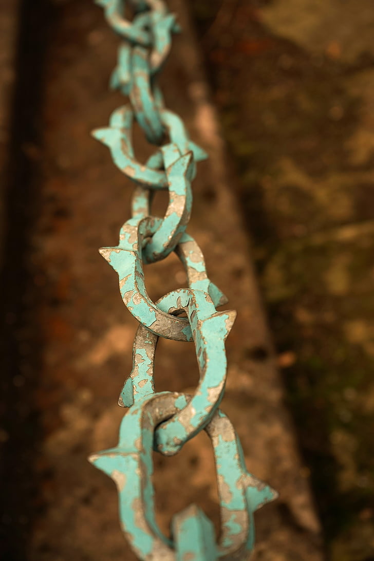 kæde, barriere, grøn, metal, jern