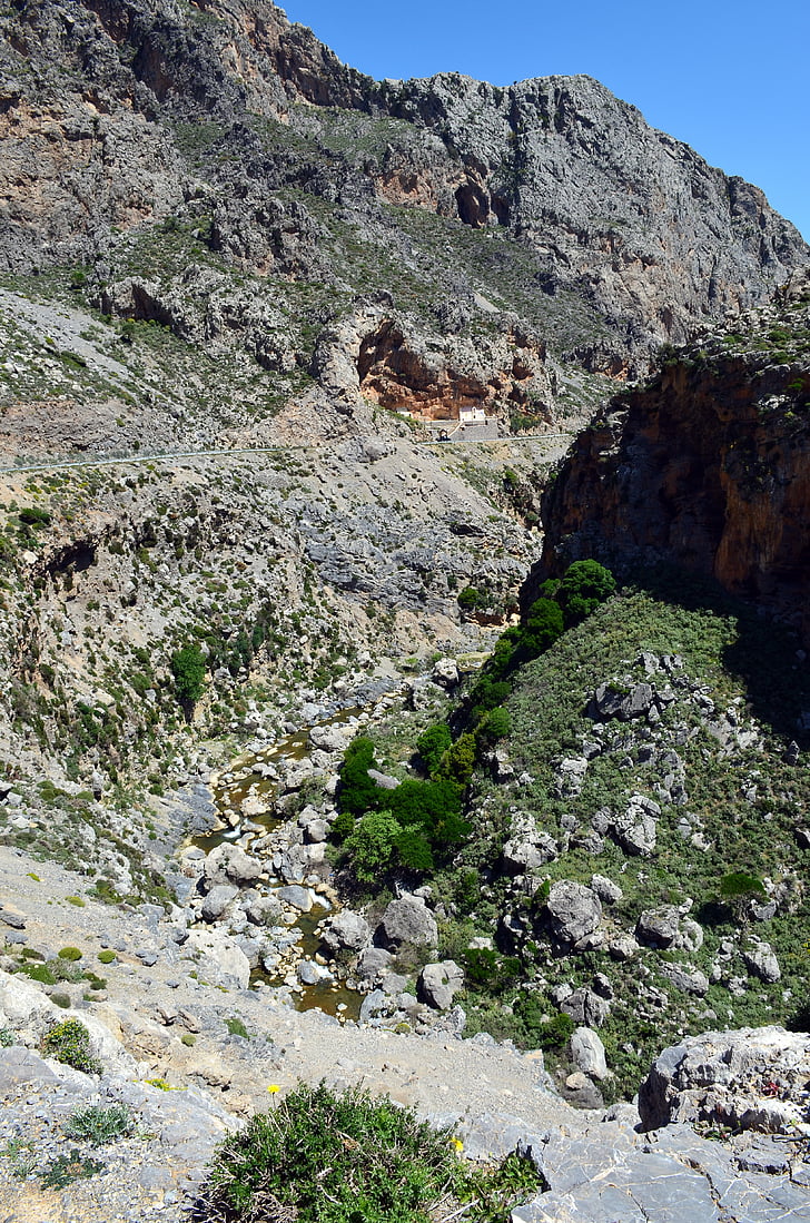 Creta, gola, Kourtaliotiko gorge, roccia, montagne, paesaggio, natura