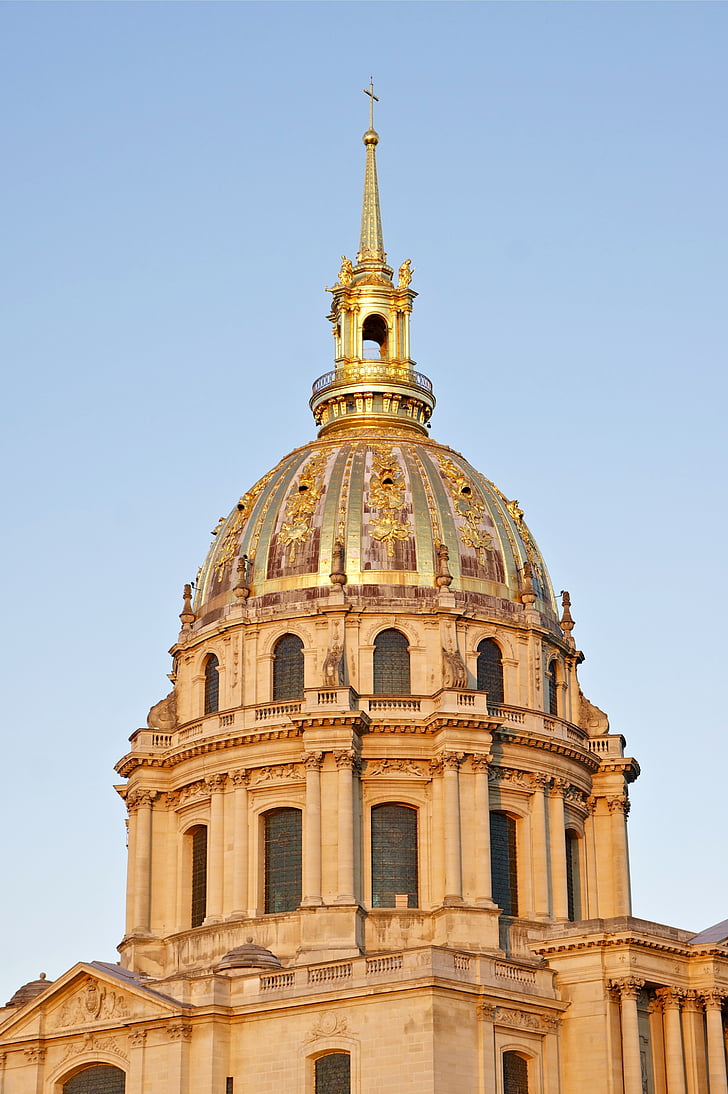 cúpula, Saint louis des invalides, Paris, França, militar, aposentadoria, Casa