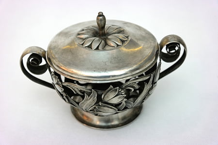 castron, Antique, antichitati, argint, vechi, ceainic