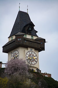 clock tower, graz, tower, austria, styria, landmark, architecture