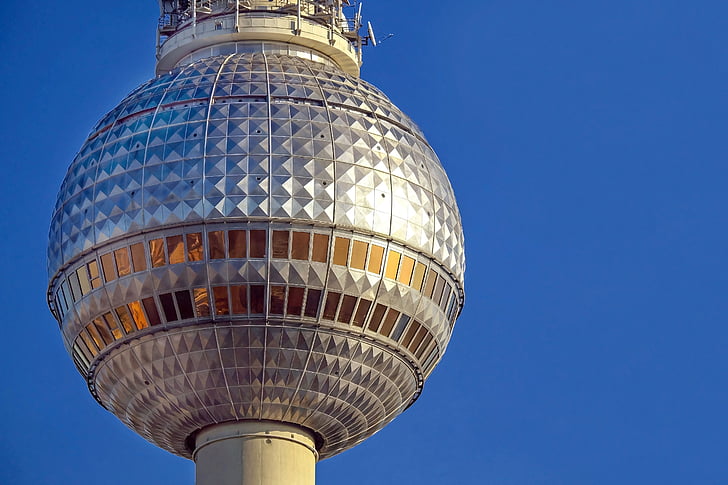 tv tower, berlin, alexanderplatz, places of interest, landmark, ball, shiny