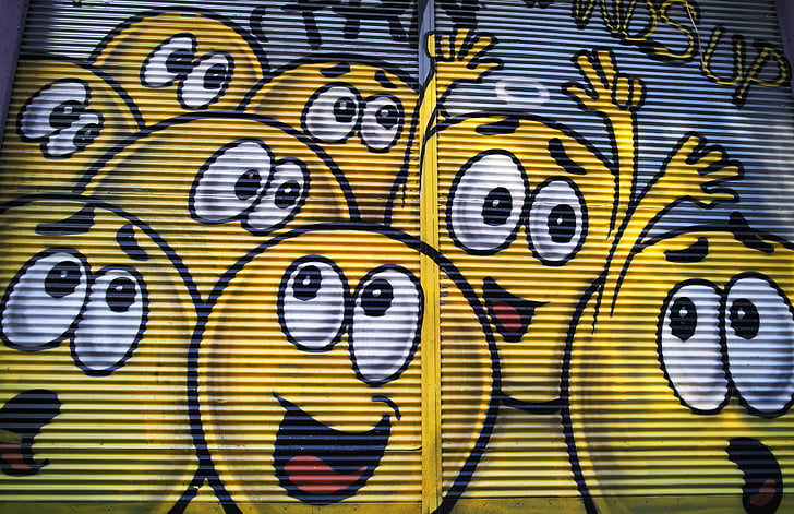 graffiti, geel, verf, foto 's, Istiklal street, Aziatische, reizen
