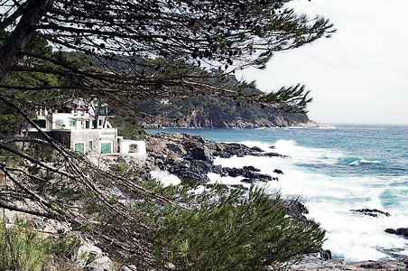 havet, Medelhavet, naturen, landskap, blå, hus, Costa