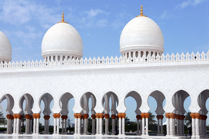 abu dhabi, sheikh zayed mosque, architecture, colonnade