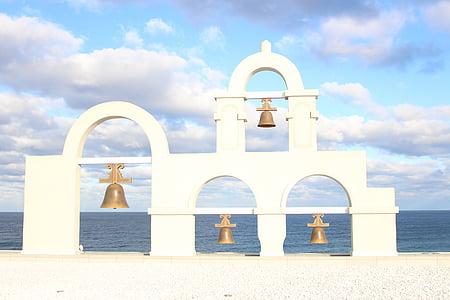 Beach lő, három, Santorini tér, három, Arch, felhő - ég, Sky, utazási célpontok