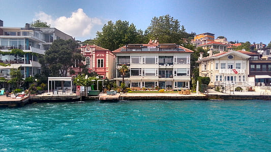 bósfaro, Istanbul, Turki, rumah, air, arsitektur, liburan