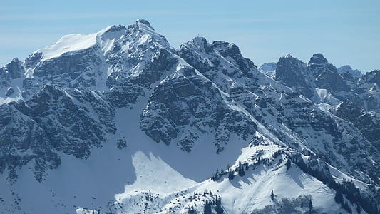 Alpių, Allgäu, lailachspitze, litnisschrofen, krottenkoepfe, žiemą, sniego