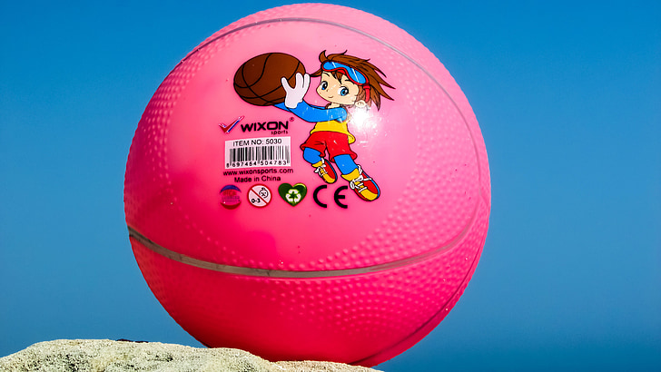 ball, pink, cartoon, beach, sea, summer, vacation