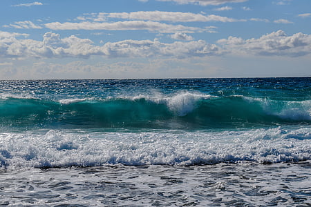 banga, Smashing, jūra, pakrantė, Gamta, paplūdimys, mėlyna