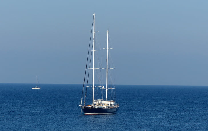 zeilboot, Middellandse Zee, blauw, mast, kust, Malta, zeil