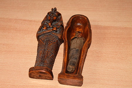 mumie, sarkofág, Egypt, suvenýr, dřevo - materiál, boty, staré