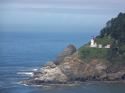 lighthouse, oregon, coast, landscape