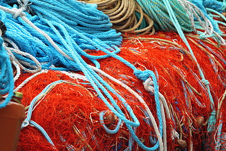 rede, cores, pesca, corda, Barcos, Marin, embarcação náutica