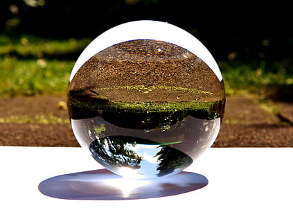 glaskugeln, mise en miroir, jardin, lumière, boules de, marbre, verre