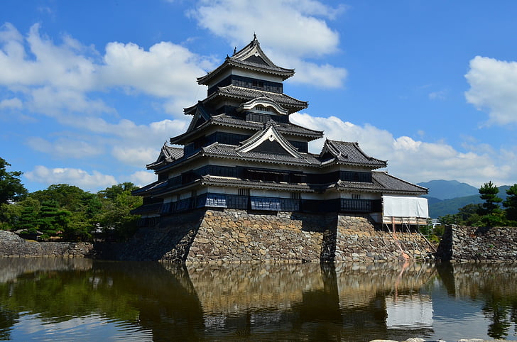 Matsumoto castle, slottet i japan, sommer himmel, Asia, arkitektur, berømte place, kulturer