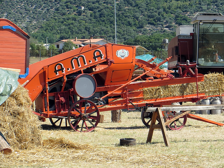 machine, agriculture, threshing, wheat, hay