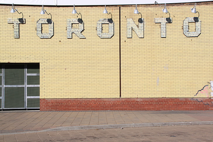 brūns, oranža, betons, ēka, Toronto, apzīmējumi, gaismas