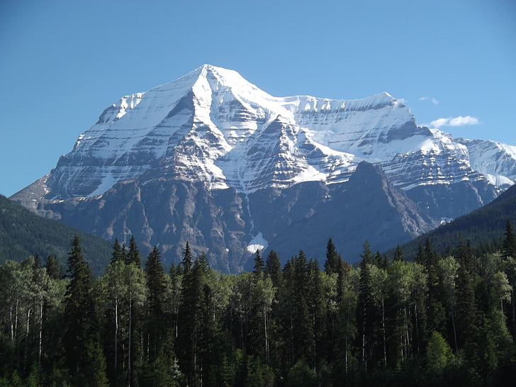 mount robson, mountain, snow, canada, snow caped