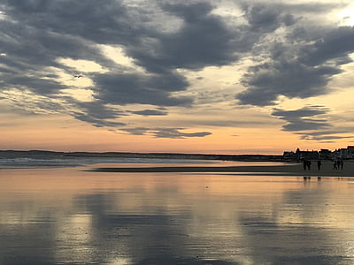 Dreika pludmale, Maine piekrastē, saulriets