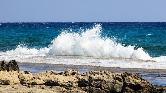 ola, romper, aerosol, espuma de, mar, Playa, naturaleza