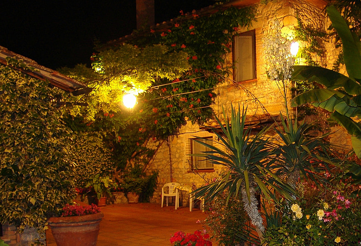 italy, country house, stone house, summer house, courtyard, idyll, abendstimmung