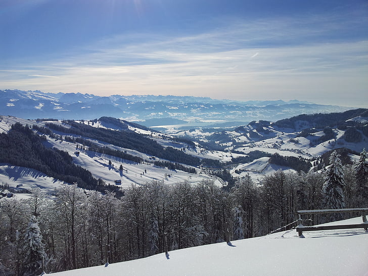 caminada de neu, Suïssa, home actiu, l'hivern, hivernal, neu, muntanya
