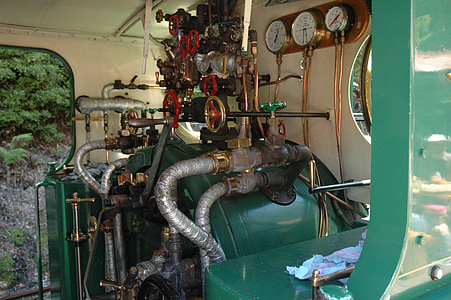 tren, Locomotora de vapor, controls, ferroviari de wilderness costa oest, Tasmània, Austràlia