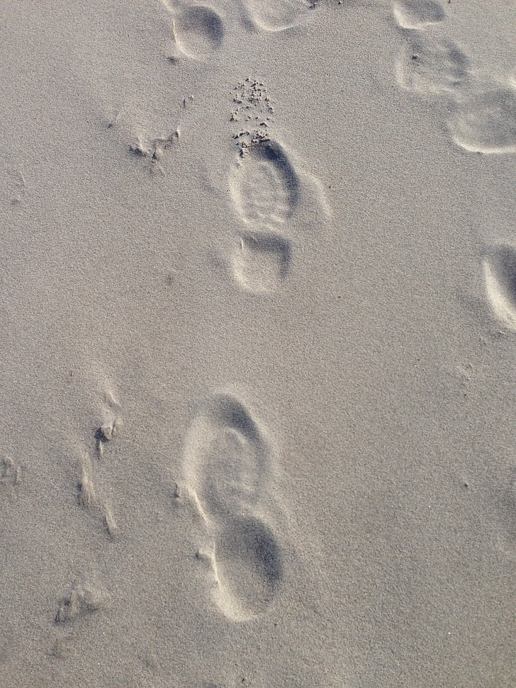 pijesak, Baltičko more, tragove, plaža, cipele, Muški