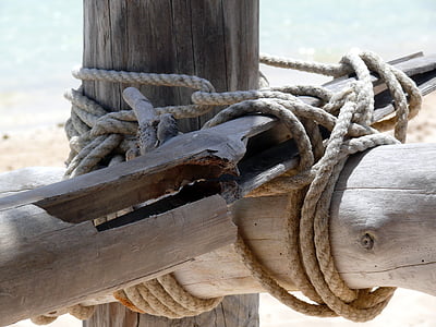 konštrukcia, pripojenie, lano, drevo, more, námorných plavidiel