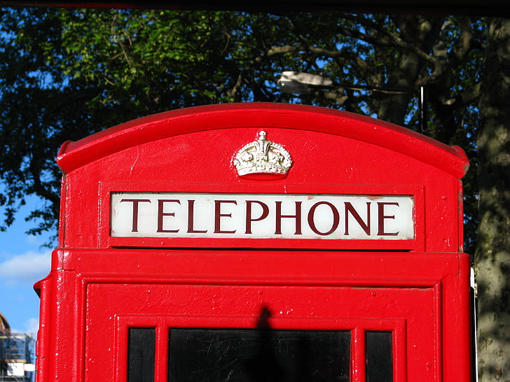 Jungtinė Karalystė, Londonas, telefono, kabinoje, raudona