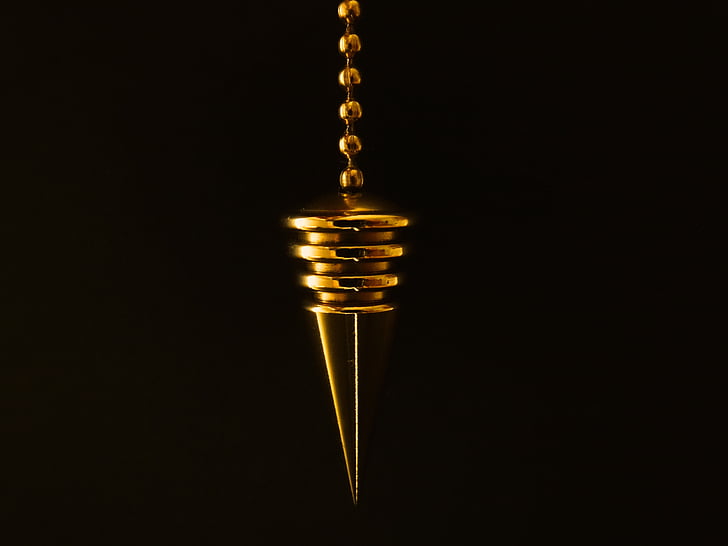 black background, chain, cone, gold, pendulum, royalty  images