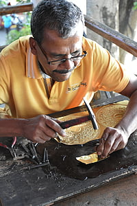 Sri lanka, kunsthåndverk, kobber, arbeid, menn, Master, yrke