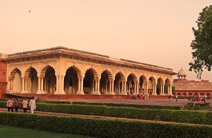 Diwan-i-am, Agran linnoitus, Hall yleisö, Unescon sivusto, arkkitehtuuri, Agra, Mughal
