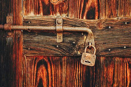 门, 锁, 挂锁, 木材, 木制, 静物, 老